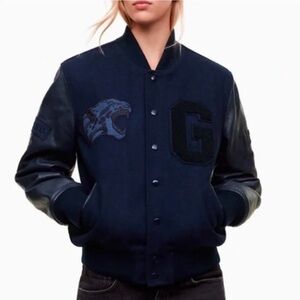 Golden by TNA Aritizia Palazzo Starboard Bomber Varsity Navy Blue Jacket S Small